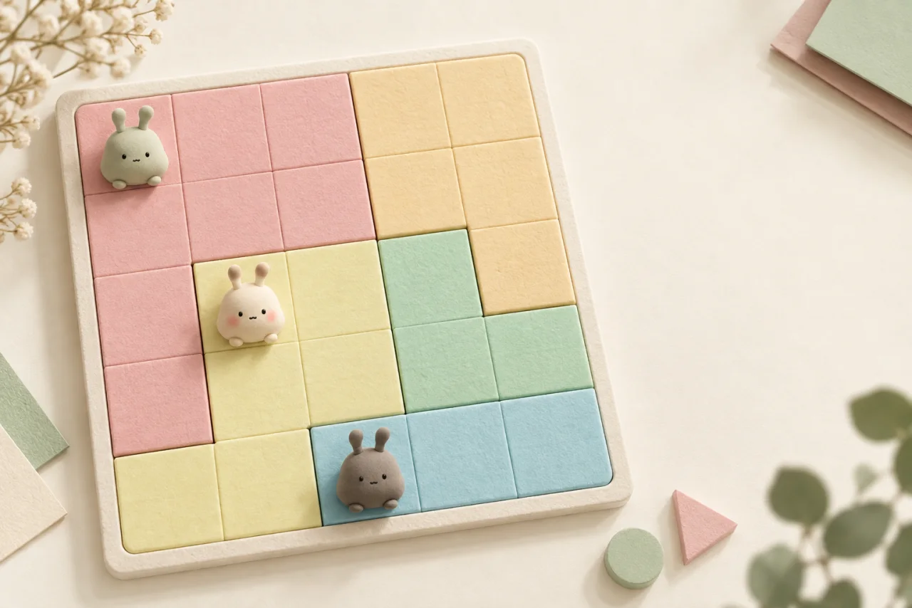 Mopi Doku campaign: Mopis on a colourful puzzle board