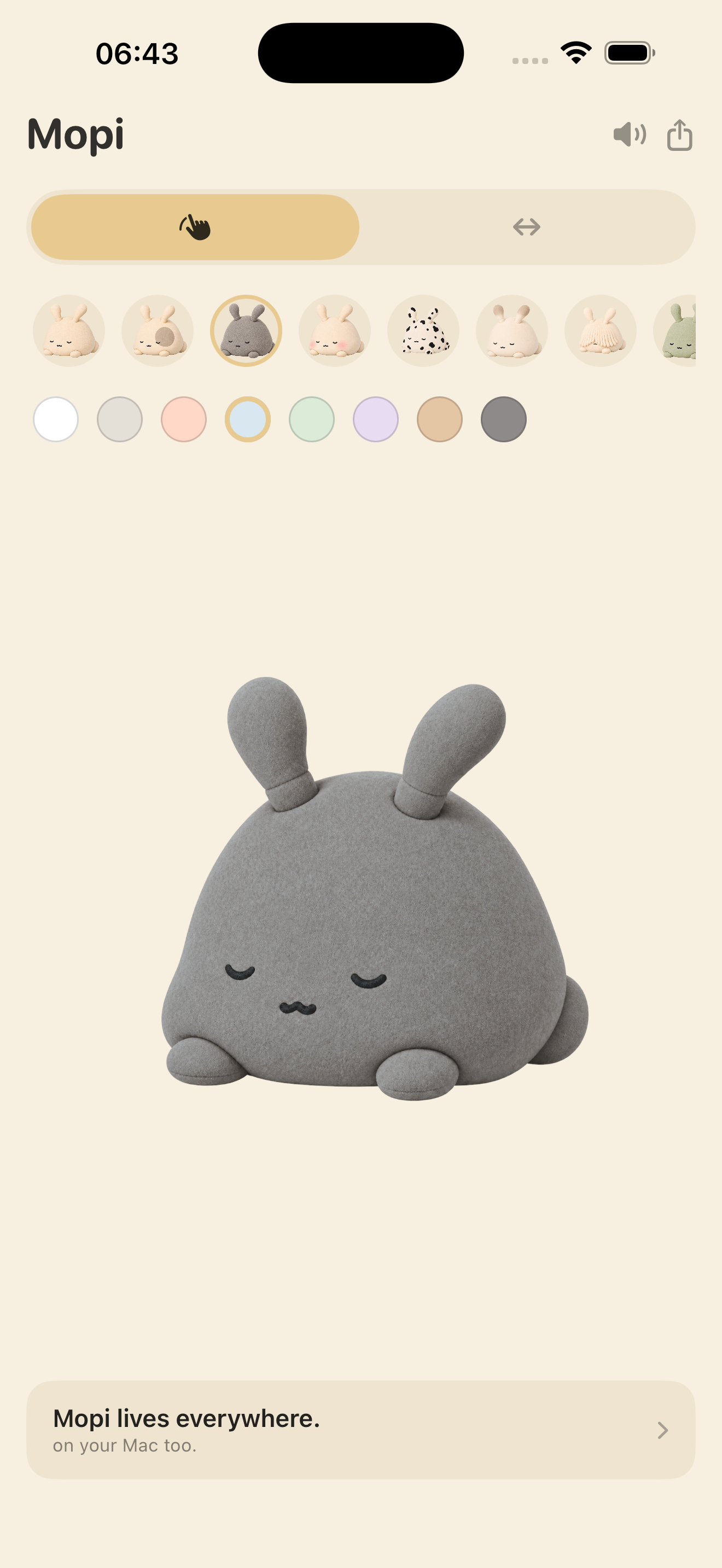Real Mopi Touch iPhone app capture with tap mode selected